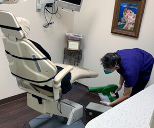 cleaning a dentist chair